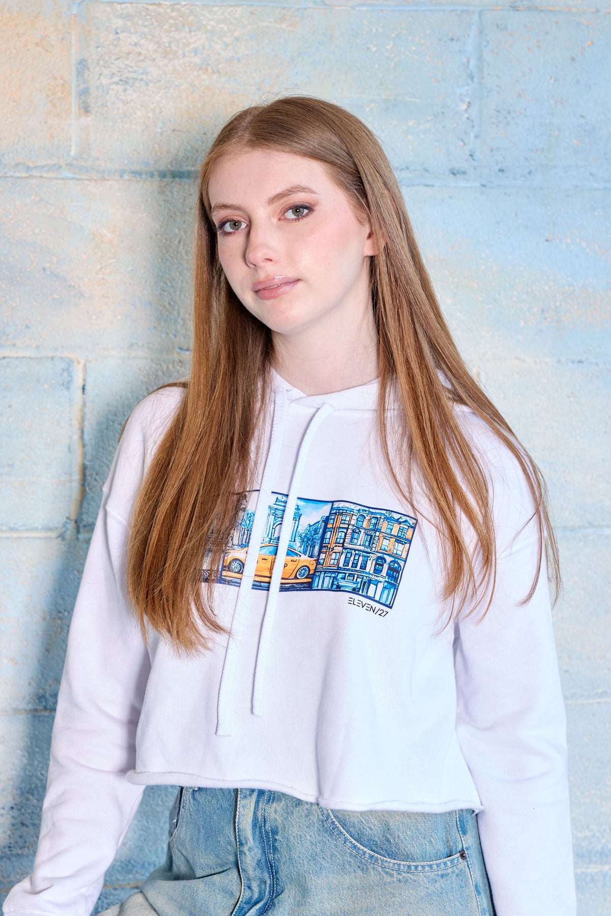 NYC Mosaic Tile Crop Hoodie