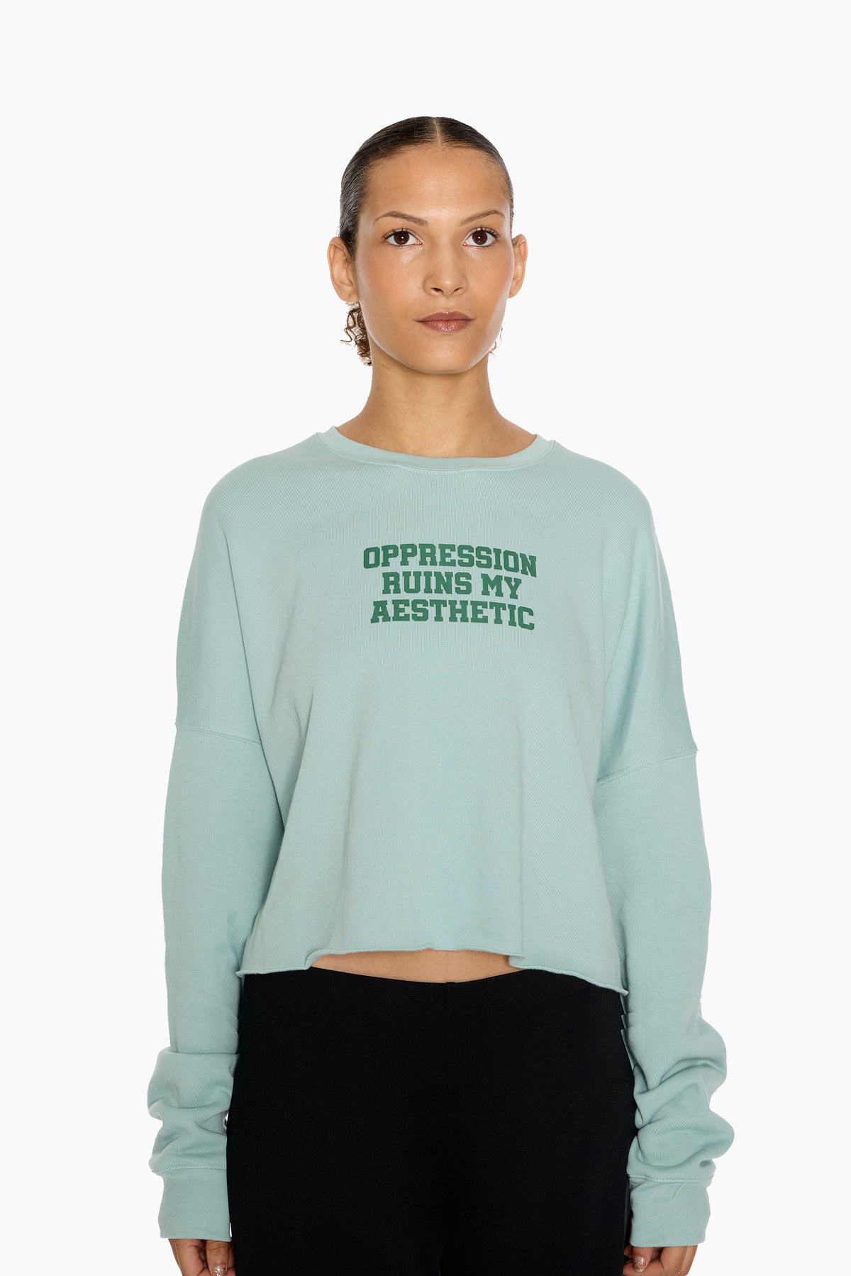 Oppression Ruins My Aesthetic Crop Sweatshirt