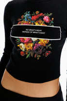 Black tshirt with colorful floral design and  "Do What's Right Instead of What's Easy" text