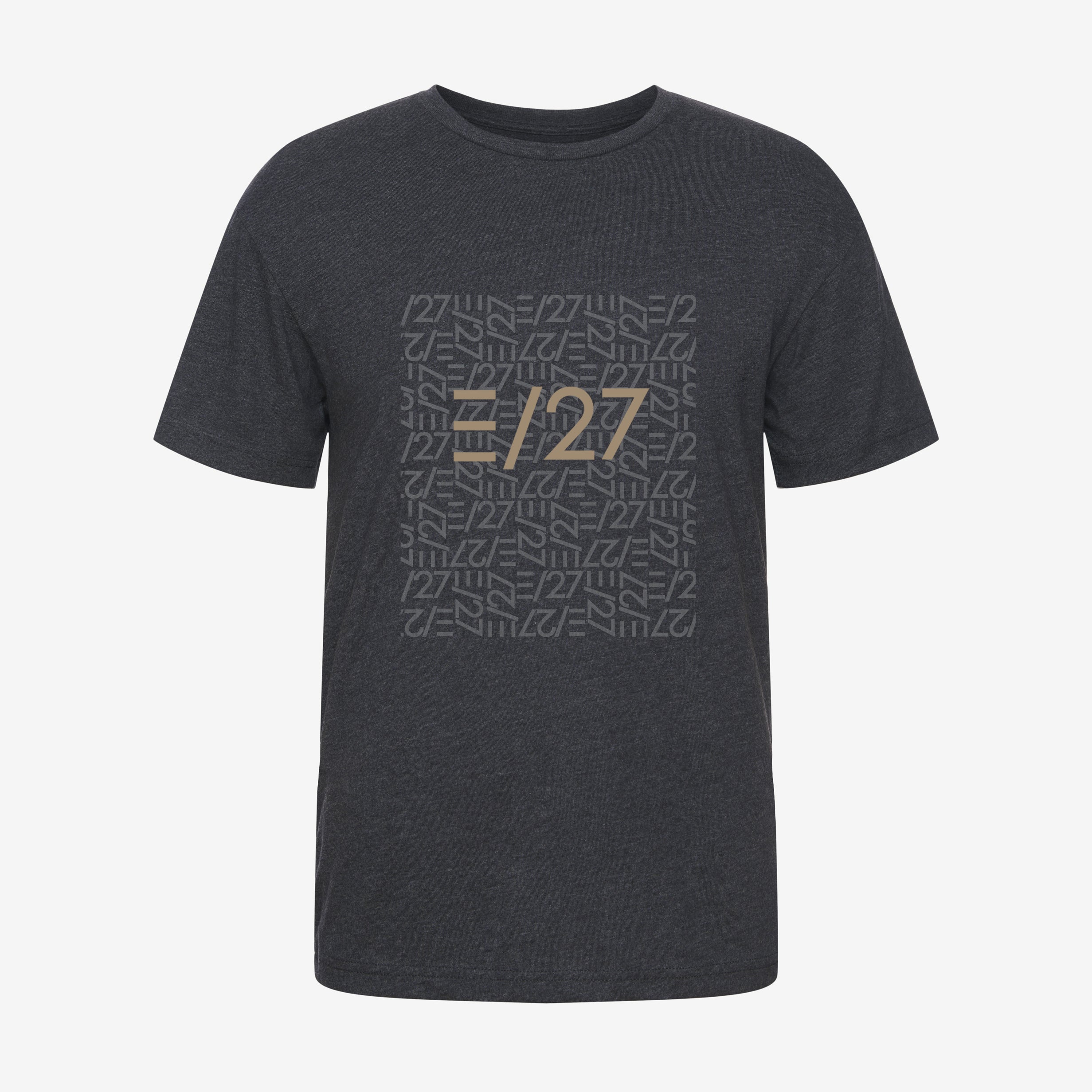 Dark Heather Grey Tshirt with E27 Layered Logo at the centerfront