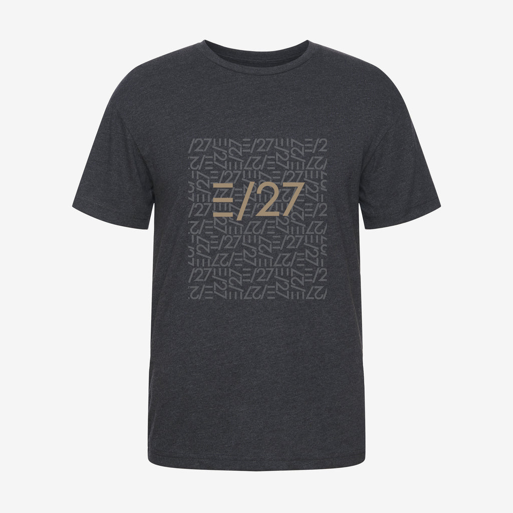 Dark Heather Grey Tshirt with E27 Layered Logo at the centerfront