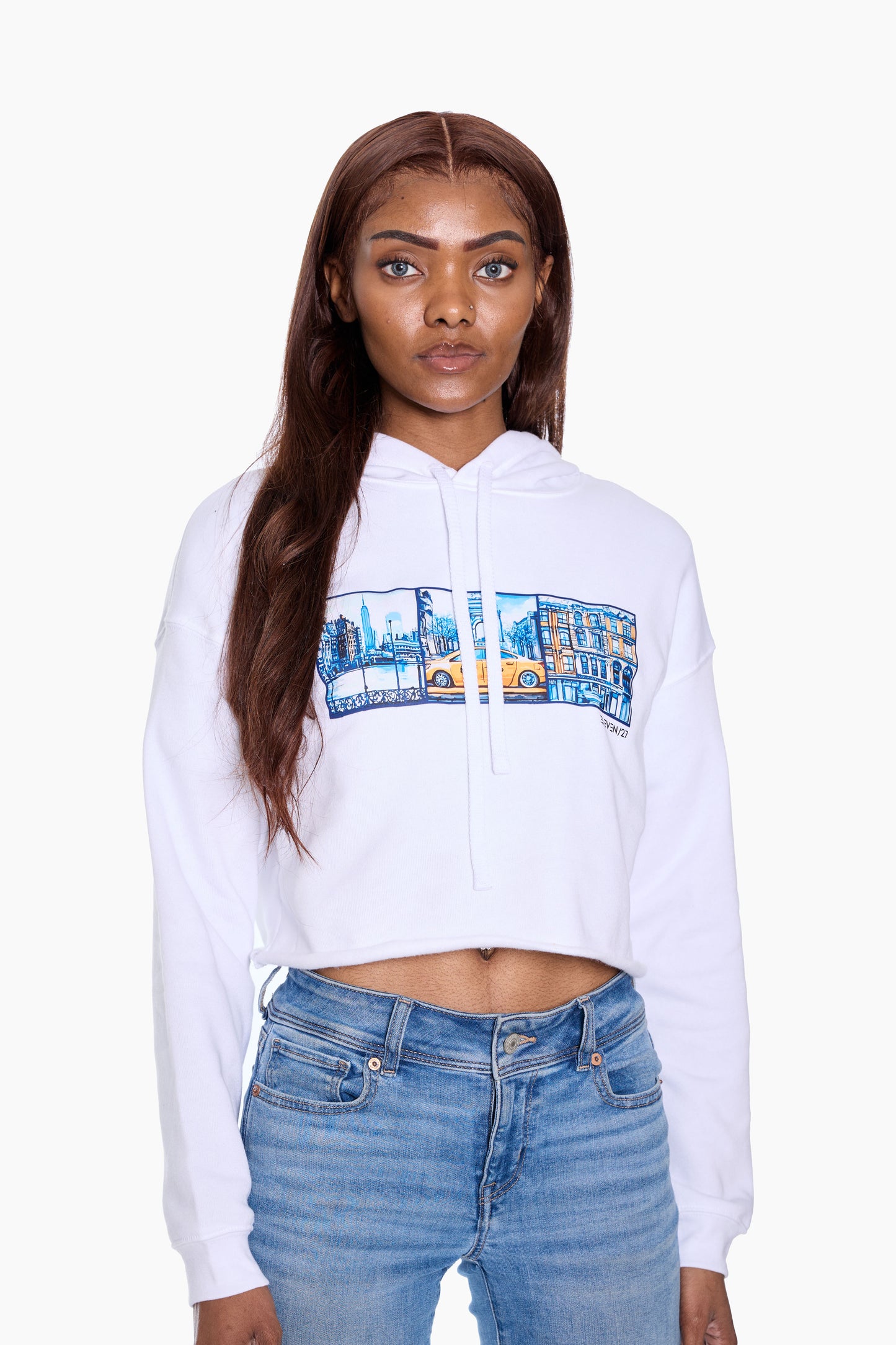 NYC Mosaic Tile Crop Hoodie