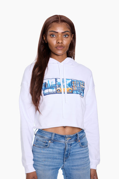 NYC Mosaic Tile Crop Hoodie